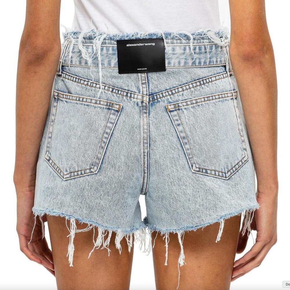 Alexander Wang Belted Frayed Bite Denim Shorts | Size: 27